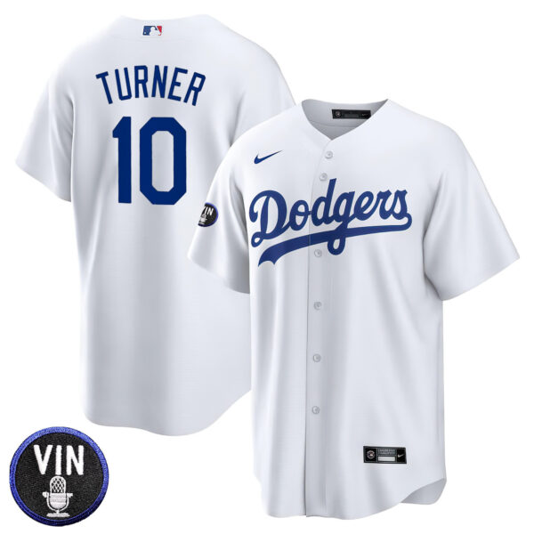 Los Angeles Dodgers Vin Scully Patch Home Jersey - All Stitched - Image 4