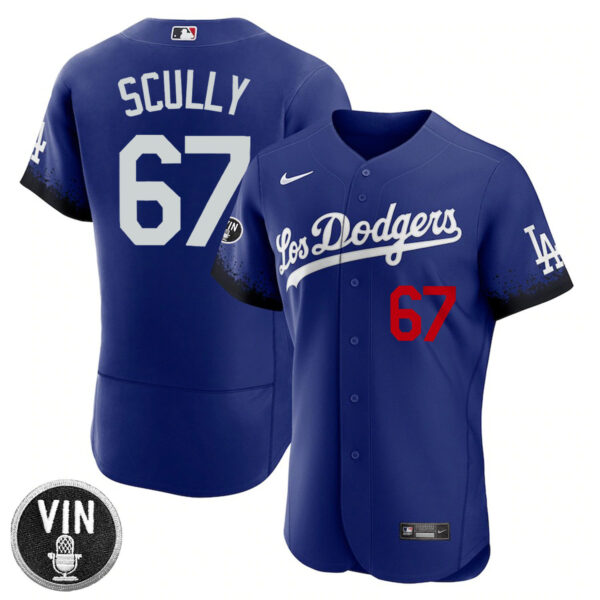 Los Angeles Dodgers Vin Scully Patch Flex Base Jersey Collection - All Stitched - Image 3