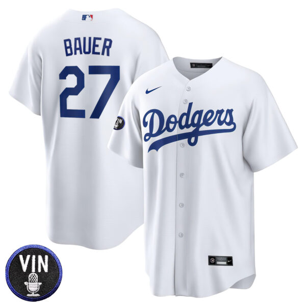 Los Angeles Dodgers Vin Scully Patch Home Jersey - All Stitched - Image 8