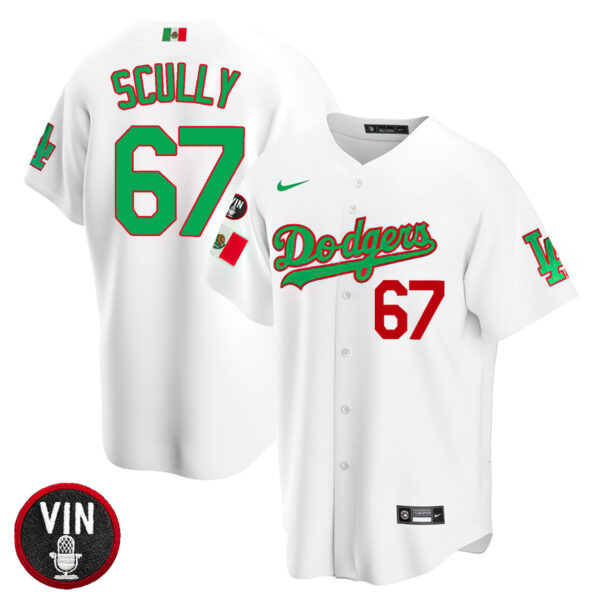 Los Angeles Dodgers Vin Scully Patch Mexico Jersey Collection - All Stitched - Image 5