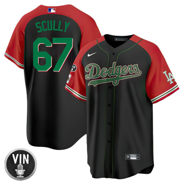 Los Angeles Dodgers Vin Scully Patch Mexico Jersey Collection - All Stitched - Image 3