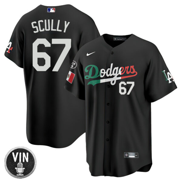 Los Angeles Dodgers Vin Scully Patch Mexico Jersey Collection - All Stitched - Image 2
