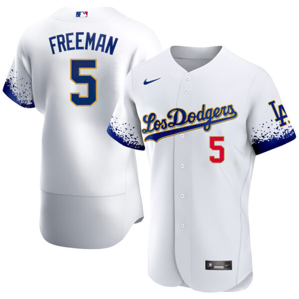 Los Angeles Dodgers City Connect White Gold Jersey - All Stitched - Image 5