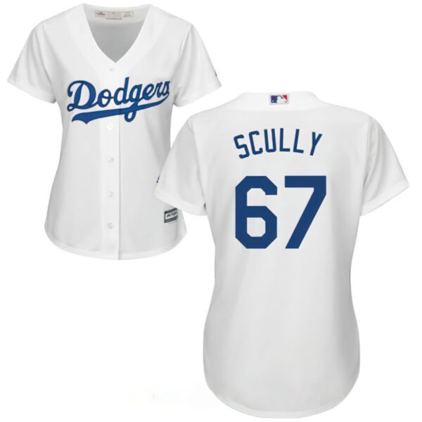 Los Angeles Dodgers Sportscaster #67 Vin Scully Retired White Home Stitched Mlb Majestic Cool Base Jersey Mlb - Image 2