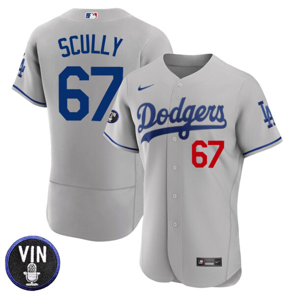 Los Angeles Dodgers Vin Scully Patch Flex Base Jersey Collection - All Stitched - Image 6