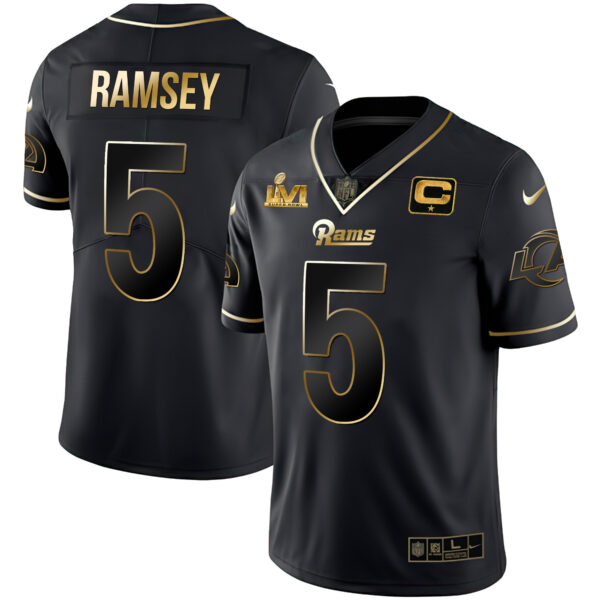 Men's Los Angeles Rams Super Bowl LVI Black Gold Jersey - All Stitched - Image 4