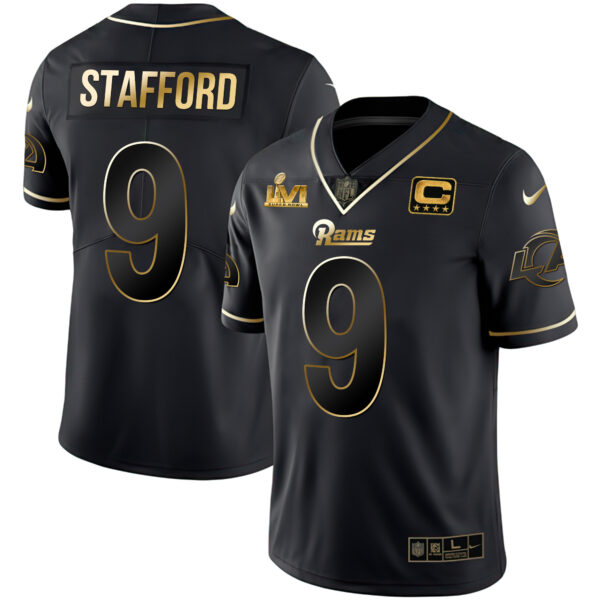 Men's Los Angeles Rams Super Bowl LVI Black Gold Jersey - All Stitched - Image 3