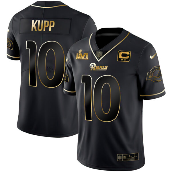 Men's Los Angeles Rams Super Bowl LVI Black Gold Jersey - All Stitched