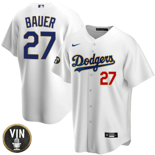 Men's Los Angeles Dodgers Vin Scully Patch Gold Trim Jersey Collection - All Stitched - Image 13
