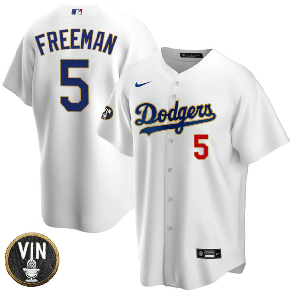 Men's Los Angeles Dodgers Vin Scully Patch Gold Trim Jersey Collection - All Stitched - Image 18