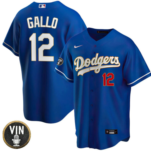 Men's Los Angeles Dodgers Vin Scully Patch Gold Trim Jersey Collection - All Stitched - Image 32