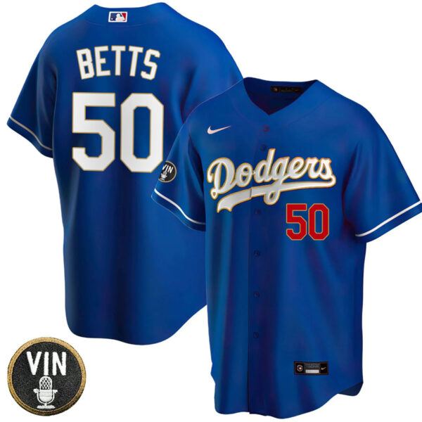 Men's Los Angeles Dodgers Vin Scully Patch Gold Trim Jersey Collection - All Stitched - Image 35