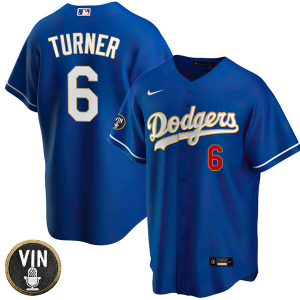 Men's Los Angeles Dodgers Vin Scully Patch Gold Trim Jersey Collection - All Stitched - Image 34