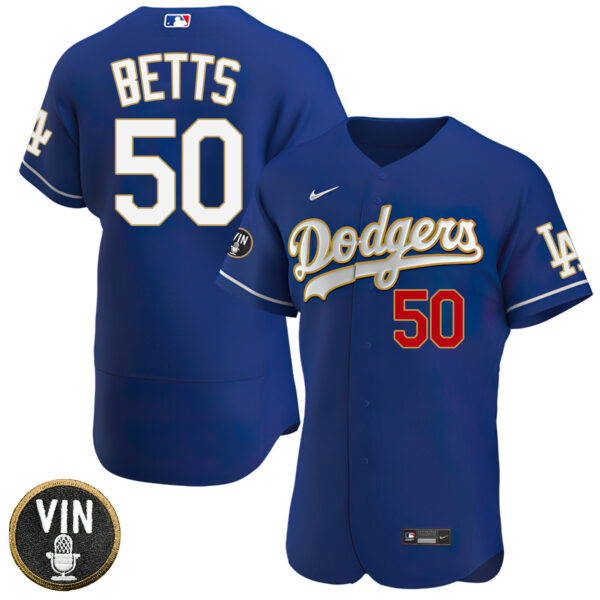 Women's Los Angeles Dodgers Vin Scully Patch Gold Trim Jersey - All Stitched - Image 25
