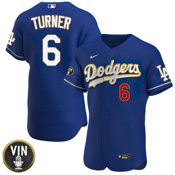 Women's Los Angeles Dodgers Vin Scully Patch Gold Trim Jersey - All Stitched - Image 24