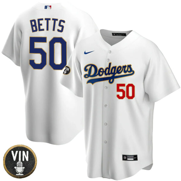 Women's Los Angeles Dodgers Vin Scully Patch Gold Trim Jersey - All Stitched - Image 15