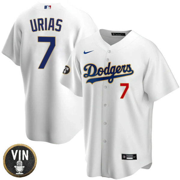 Women's Los Angeles Dodgers Vin Scully Patch Gold Trim Jersey - All Stitched - Image 17