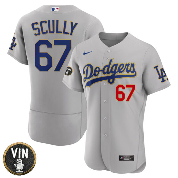 Women's Los Angeles Dodgers Vin Scully Patch Gold Trim Jersey - All Stitched - Image 41