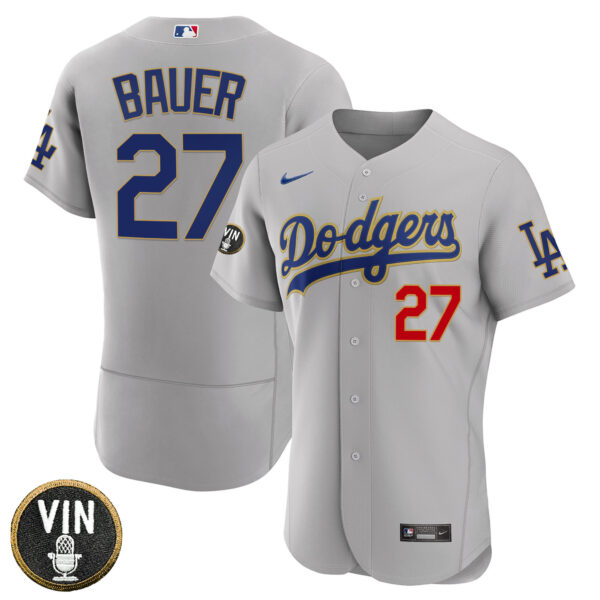 Women's Los Angeles Dodgers Vin Scully Patch Gold Trim Jersey - All Stitched - Image 43