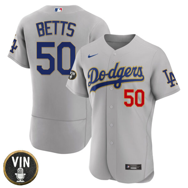 Women's Los Angeles Dodgers Vin Scully Patch Gold Trim Jersey - All Stitched - Image 45