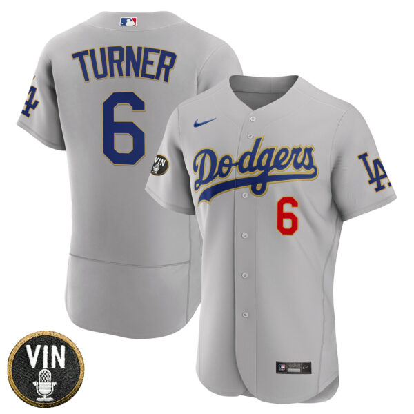 Women's Los Angeles Dodgers Vin Scully Patch Gold Trim Jersey - All Stitched - Image 44
