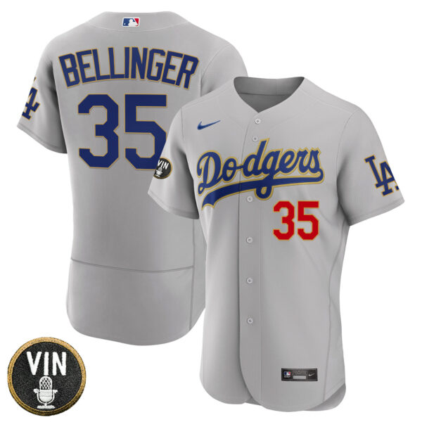 Women's Los Angeles Dodgers Vin Scully Patch Gold Trim Jersey - All Stitched - Image 49