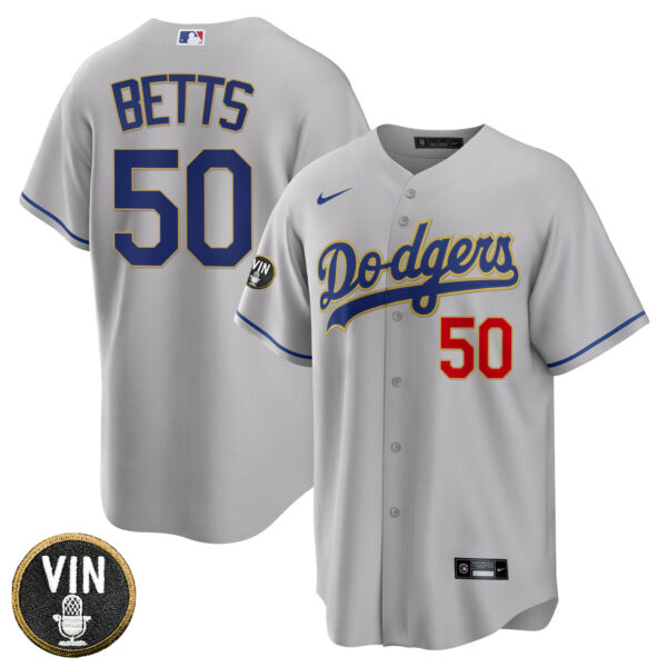 Men's Los Angeles Dodgers Vin Scully Patch Gold Trim Jersey Collection - All Stitched - Image 55