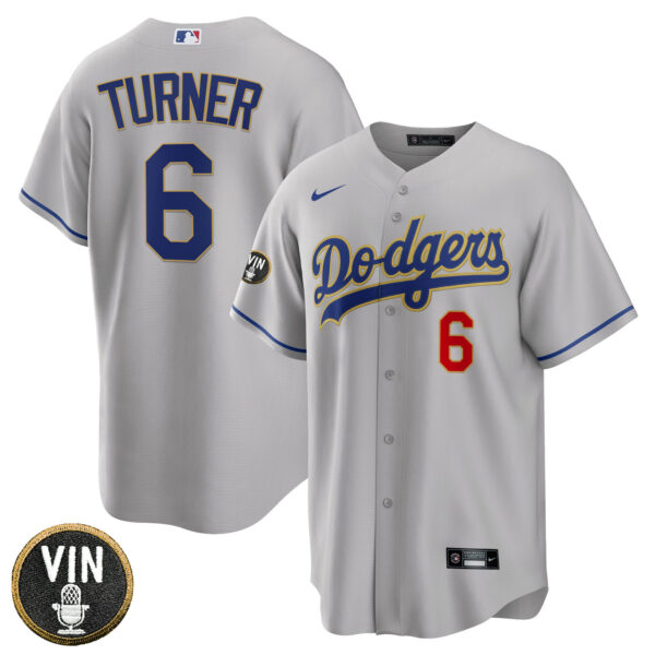 Women's Los Angeles Dodgers Vin Scully Patch Gold Trim Jersey - All Stitched - Image 54