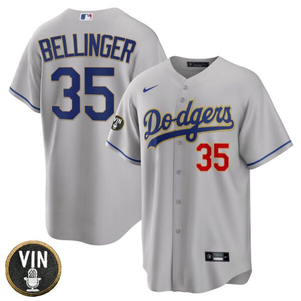 Women's Los Angeles Dodgers Vin Scully Patch Gold Trim Jersey - All Stitched - Image 59