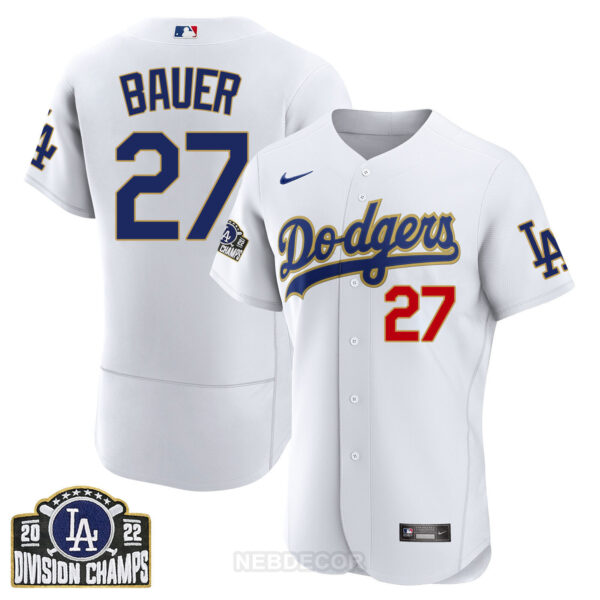 Men's Los Angeles Dodgers NL West Division Champs 2022 Gold Trim Jersey - All Stitched - Image 3