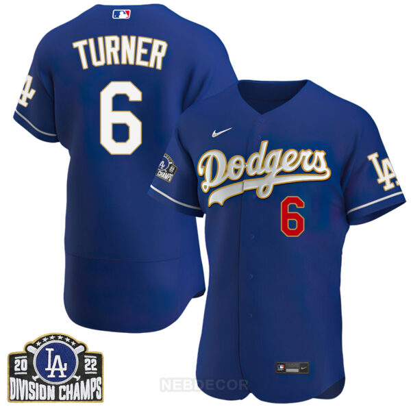 Men's Los Angeles Dodgers NL West Division Champs 2022 Gold Trim Jersey - All Stitched - Image 13