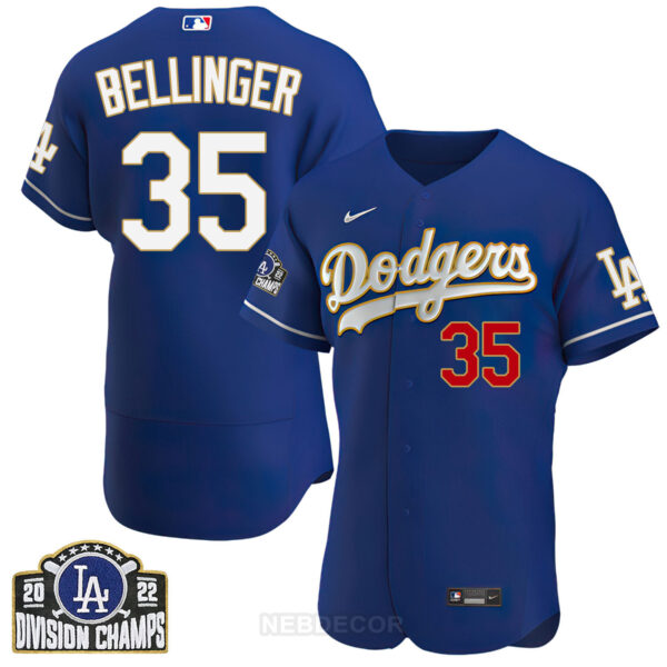 Men's Los Angeles Dodgers NL West Division Champs 2022 Gold Trim Jersey - All Stitched - Image 17