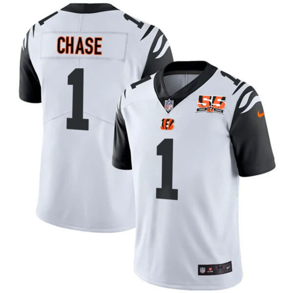 Men's Cincinnati Bengals 55th 1968 - 2022 Anniversary Patch Player Vapor Limited Jersey - All Stitched - Image 2