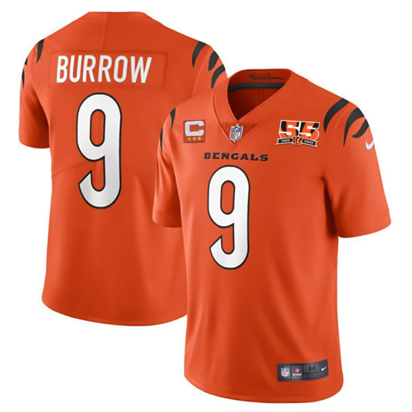 Men's Cincinnati Bengals 55th 1968 - 2022 Anniversary Patch Player Vapor Limited Jersey - All Stitched - Image 9