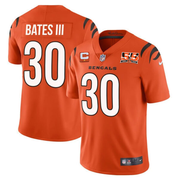 Men's Cincinnati Bengals 55th 1968 - 2022 Anniversary Patch Player Vapor Limited Jersey - All Stitched - Image 12