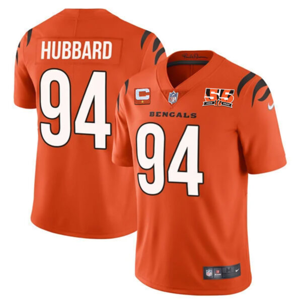 Men's Cincinnati Bengals 55th 1968 - 2022 Anniversary Patch Player Vapor Limited Jersey - All Stitched - Image 14