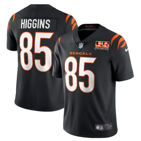 Men's Cincinnati Bengals 55th 1968 - 2022 Anniversary Patch Player Vapor Limited Jersey - All Stitched - Image 23