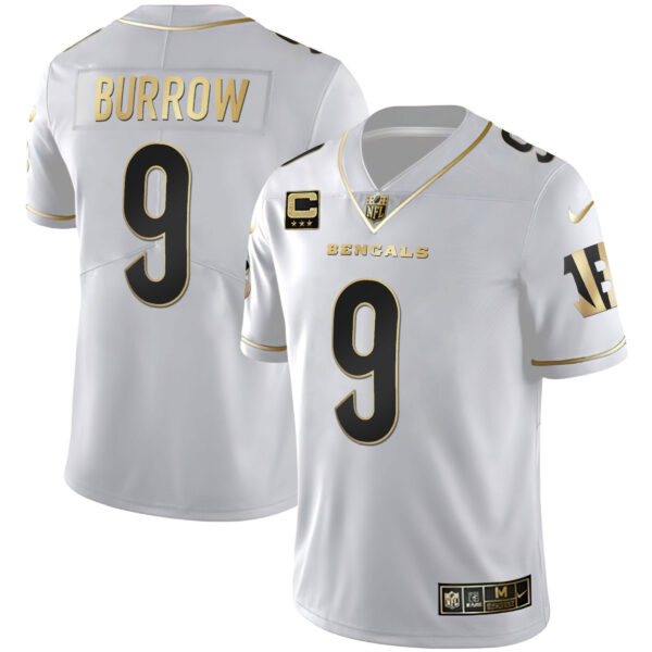 Men's Cincinnati Bengals White Gold & Black Gold Jersey - All Stitched