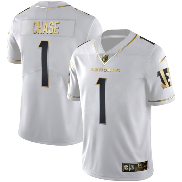 Men's Cincinnati Bengals White Gold & Black Gold Jersey - All Stitched - Image 2