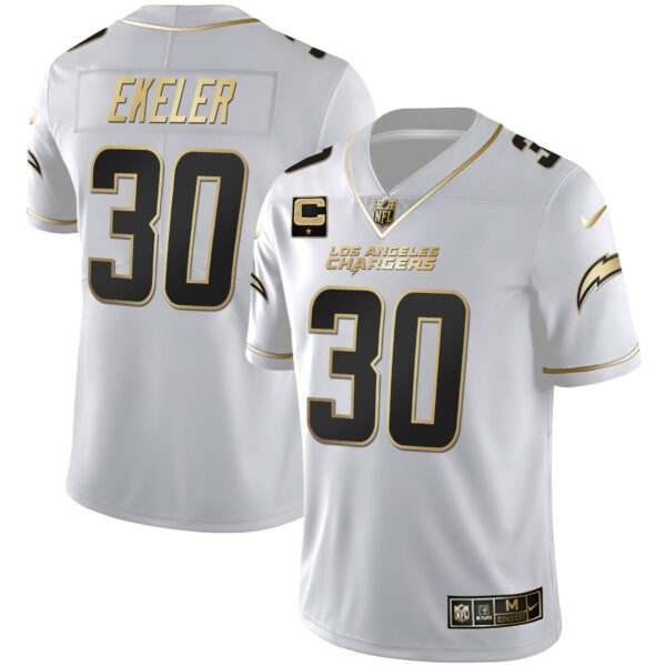 Women's Los Angeles Chargers White Gold & Black Gold Jersey - All Stitched - Image 4