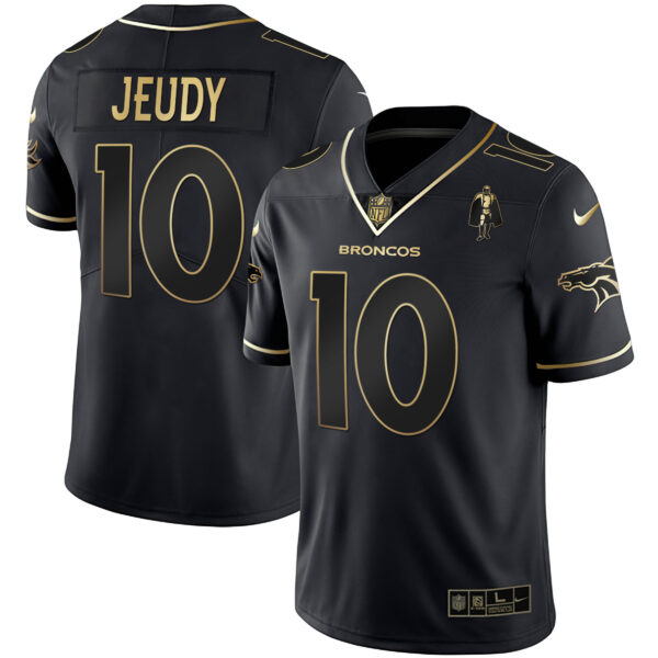 Men's Denver Broncos White Gold and Black Gold Jersey - All Stitched - Image 9