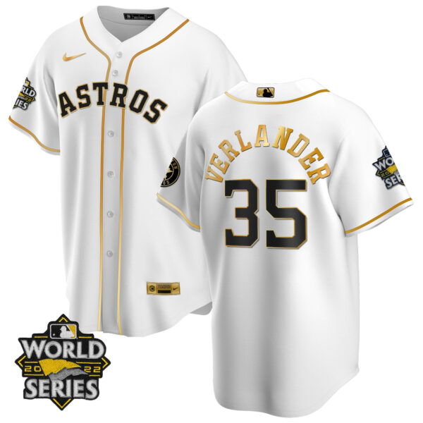 Houston Astros Cool Base White Gold 2022 World Series Jersey - All Stitched - Image 4