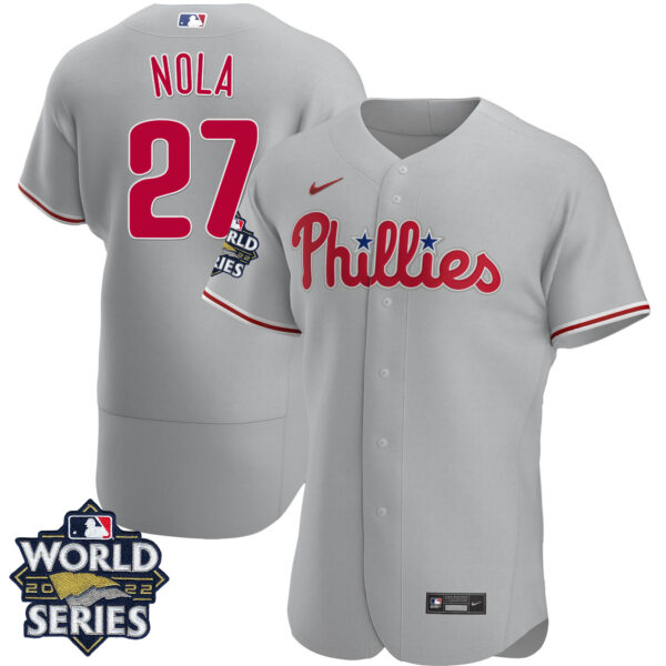 Men's Philadelphia Phillies Gray Road 2022 World Series Jersey - All Stitched - Image 6