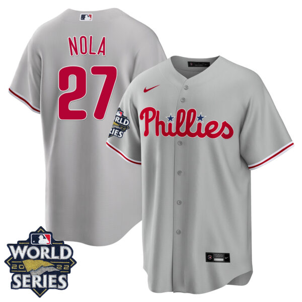 Men's Philadelphia Phillies Gray Road 2022 World Series Jersey - All Stitched - Image 12