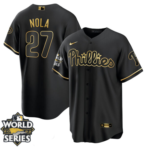 Women's Philadelphia Phillies Gold 2022 World Series Jersey - All Stitched - Image 36