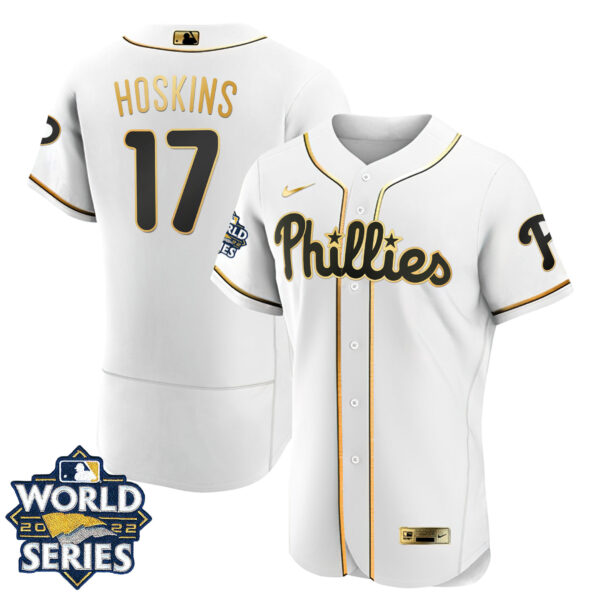 Women's Philadelphia Phillies Gold 2022 World Series Jersey - All Stitched - Image 16