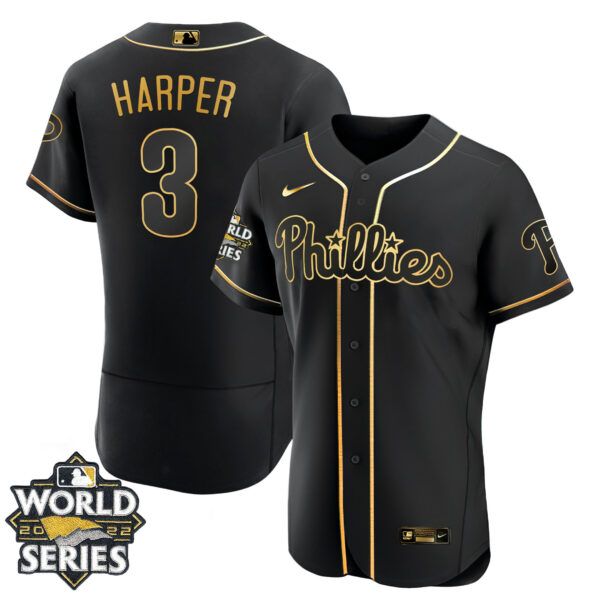 Women's Philadelphia Phillies Gold 2022 World Series Jersey - All Stitched - Image 25