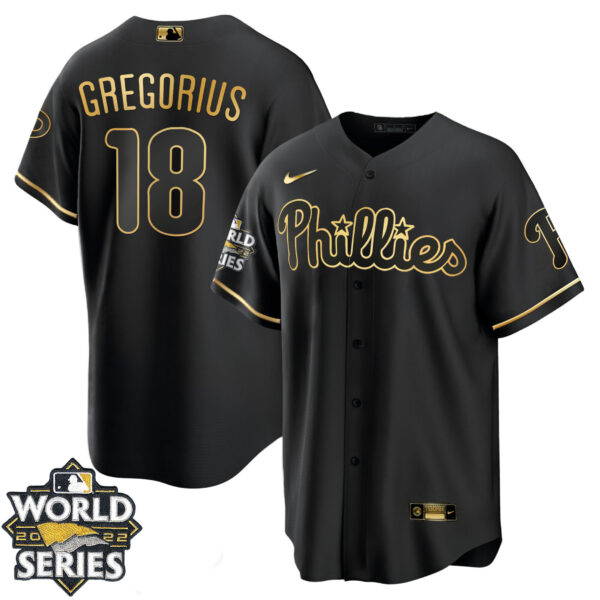 Women's Philadelphia Phillies Gold 2022 World Series Jersey - All Stitched - Image 35