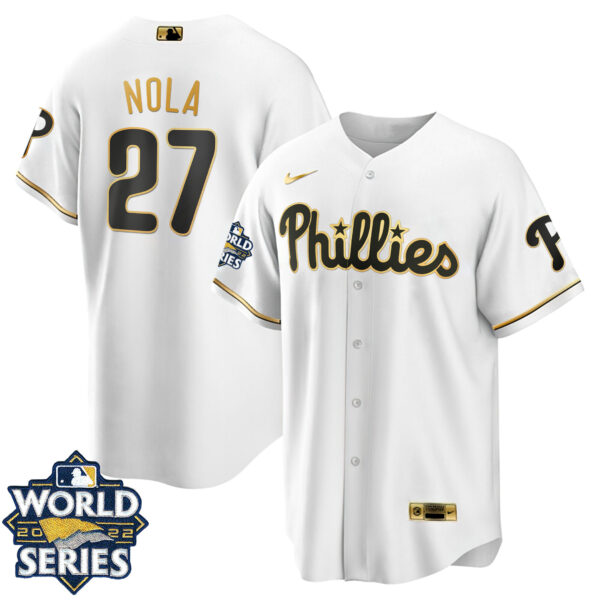 Women's Philadelphia Phillies Gold 2022 World Series Jersey - All Stitched - Image 24
