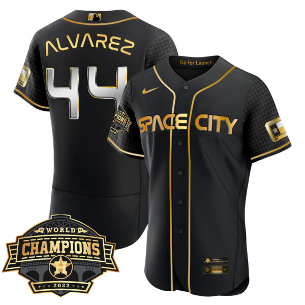 Youth’s Houston Astros Space City 2022 World Series Champions Patch Limited Jersey – All Stitched - Image 2